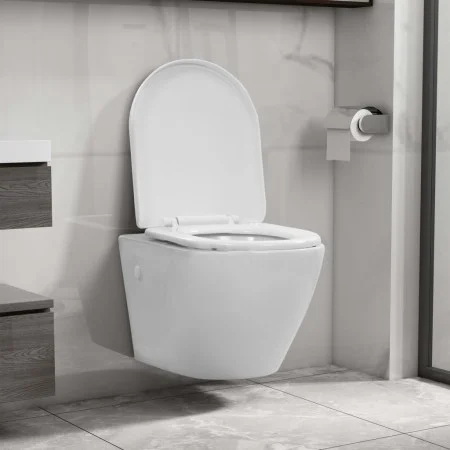 Spülrandloses Wand-WC aus weißer Keramik von vidaXL, Badezimmer - Ref: Foro24-145237, Preis: 171,20 €, Rabatt: %