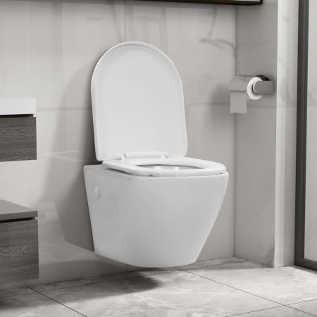 Spülrandloses Wand-WC aus weißer Keramik von vidaXL, Badezimmer - Ref: Foro24-145237, Preis: 158,81 €, Rabatt: %