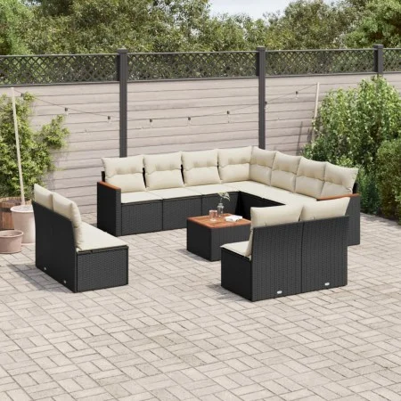 Set de sofás de jardín 12 piezas cojines ratán sintético negro by , Garden sets - Ref: Foro24-3226091, Price: 648,85 €, Disco...