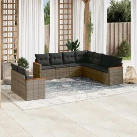 Set de muebles de jardín 9 pzas y cojines ratán sintético gris by , Garden sets - Ref: Foro24-3226102, Price: 556,60 €, Disco...