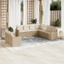 Gartensofa-Set, 9-teilig, mit Kissen, aus synthetischem Rattan in Beige. von , Gartensets - Ref: Foro24-3226100, Preis: 589,3...