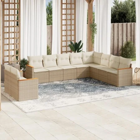 Gartensofa-Set mit 10-teiligen beigen Kissen aus synthetischem Rattan. von , Gartensets - Ref: Foro24-3226114, Preis: 679,57 ...