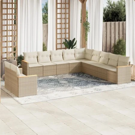 Gartensofa-Set 11-teilig mit beigen Polstern aus synthetischem Rattan von , Gartensets - Ref: Foro24-3226128, Preis: 742,73 €...