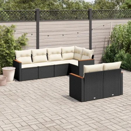 Garten-Essgruppe 7-teilig mit schwarzen Polstern aus synthetischem Rattan von , Gartensets - Ref: Foro24-3226140, Preis: 447,...