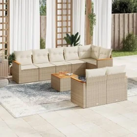 Gartensofa-Set, 9-teilig, mit Kissen, aus synthetischem Rattan in Beige. von , Gartensets - Ref: Foro24-3226156, Preis: 611,6...