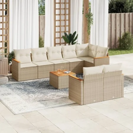 Set de sofás de jardín 9 pzas con cojines ratán sintético beige by , Garden sets - Ref: Foro24-3226156, Price: 611,69 €, Disc...