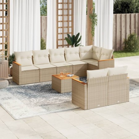 Set de sofás de jardín 9 pzas con cojines ratán sintético beige by , Garden sets - Ref: Foro24-3226156, Price: 558,42 €, Disc...