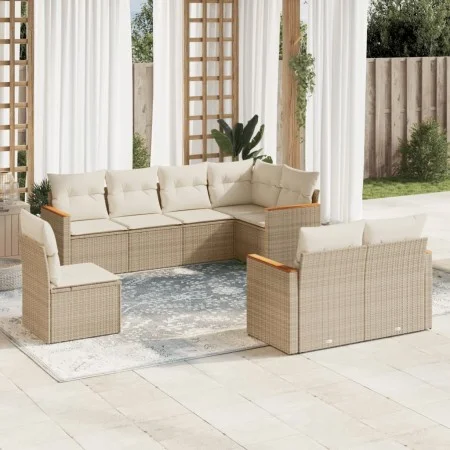 Gartensofagarnitur mit beigen Kissen, 8-teilig, aus PE-Rattan. von , Gartensets - Ref: Foro24-3226163, Preis: 564,53 €, Rabat...