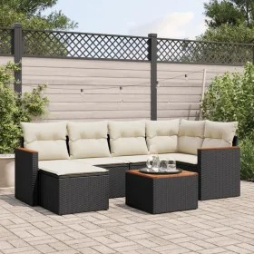 Garten-Essgruppe 7-teilig mit schwarzen Polstern aus synthetischem Rattan von , Gartensets - Ref: Foro24-3226182, Preis: 392,...