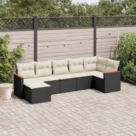 Set de comedor de jardín 7 pzas y cojines ratán sintético negro by , Garden sets - Ref: Foro24-3226189, Price: 369,67 €, Disc...