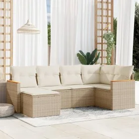 Gartensofa-Set mit 6-teiligen Kissen aus synthetischem Rattan in Beige. von , Gartensets - Ref: Foro24-3226177, Preis: 415,27...