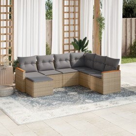 Juego de sofás jardín con cojines beige mezcla 7 pzas ratán PE by , Garden sets - Ref: Foro24-3226206, Price: 422,14 €, Disco...