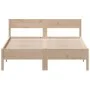 Bed frame with solid pine wood headboard 140x190 cm by , Beds and slatted bases - Ref: Foro24-842766, Price: 112,57 €, Discou...