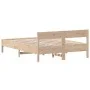 Bed frame with solid pine wood headboard 140x190 cm by , Beds and slatted bases - Ref: Foro24-842766, Price: 112,57 €, Discou...