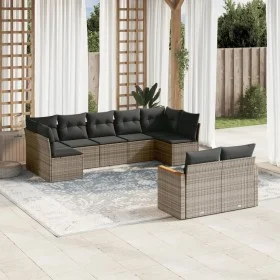 9-teiliges Gartenmöbel-Set und graue synthetische Rattankissen von , Gartensets - Ref: Foro24-3226291, Preis: 529,44 €, Rabat...