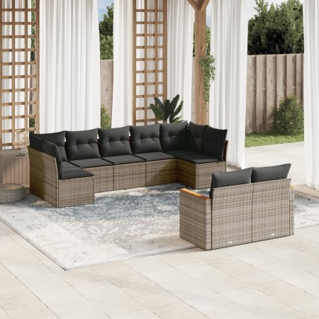 9-teiliges Gartenmöbel-Set und graue synthetische Rattankissen von , Gartensets - Ref: Foro24-3226291, Preis: 521,09 €, Rabat...