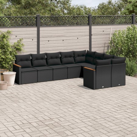 Set de sofás de jardín 8 piezas y cojines ratán sintético negro de , Conjuntos de jardín - Ref: Foro24-3226300, Precio: 566,8...