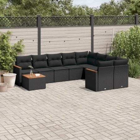 Gartensofa-Set 10-teilig mit schwarzen synthetischen Rattankissen von , Gartensets - Ref: Foro24-3226314, Preis: 607,06 €, Ra...
