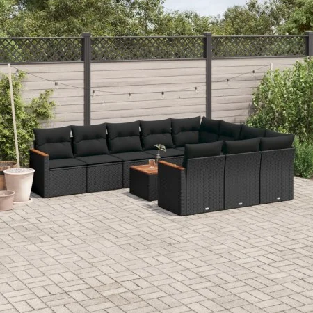 11-teiliges Gartensofa-Set und schwarze synthetische Rattankissen von , Gartensets - Ref: Foro24-3226342, Preis: 696,49 €, Ra...
