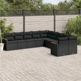 Garden sofa set 10 pieces with black synthetic rattan cushions by , Garden sets - Ref: Foro24-3226349, Price: 652,37 €, Disco...