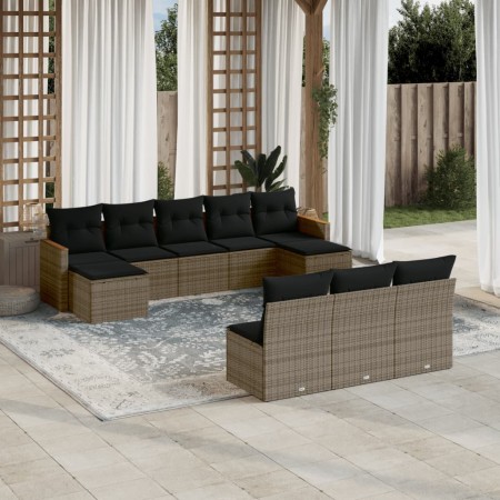 10-teilige Gartensofagarnitur mit grauen synthetischen Rattankissen von , Gartensets - Ref: Foro24-3226389, Preis: 518,58 €, ...