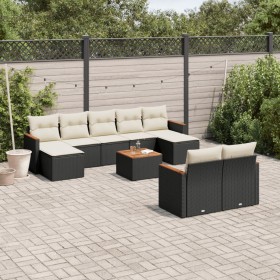 Gartensofa-Set 10-teilig mit schwarzen synthetischen Rattankissen von , Gartensets - Ref: Foro24-3226406, Preis: 521,61 €, Ra...
