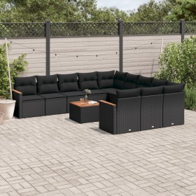 Gartensofa-Set 12-teilig mit schwarzen synthetischen Rattankissen von , Gartensets - Ref: Foro24-3226433, Preis: 725,64 €, Ra...
