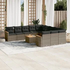 12-teiliges Gartensofa-Set mit grauen synthetischen Rattankissen von , Gartensets - Ref: Foro24-3226438, Preis: 671,02 €, Rab...