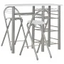 White wood and steel kitchen table and stools and shelves by vidaXL, Furniture sets for kitchens and dining rooms - Ref: Foro...
