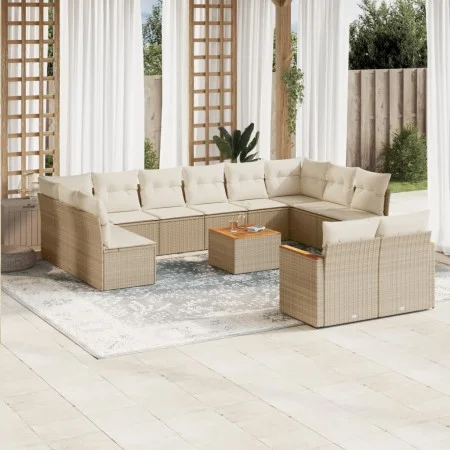 Garden sofa set with cushions 13 pieces beige synthetic rattan by , Garden sets - Ref: Foro24-3226450, Price: 889,35 €, Disco...