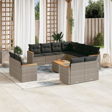 12-teiliges Gartensofa-Set mit grauen synthetischen Rattankissen von , Gartensets - Ref: Foro24-3226508, Preis: 745,75 €, Rab...
