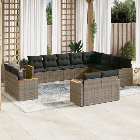 12-teiliges Gartensofa-Set mit grauen synthetischen Rattankissen von , Gartensets - Ref: Foro24-3226515, Preis: 785,64 €, Rab...