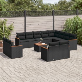 Set de sofás de jardín y cojines 13 pzas ratán sintético negro de , Conjuntos de jardín - Ref: Foro24-3226517, Precio: 893,09...