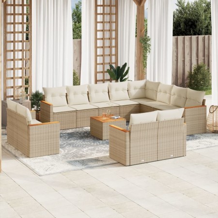 Garden sofa set with cushions 13 pieces beige synthetic rattan by , Garden sets - Ref: Foro24-3226520, Price: 868,02 €, Disco...