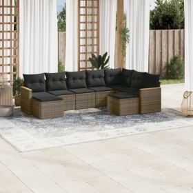 9-piece garden furniture set and gray synthetic rattan cushions by , Garden sets - Ref: Foro24-3226543, Price: 495,35 €, Disc...