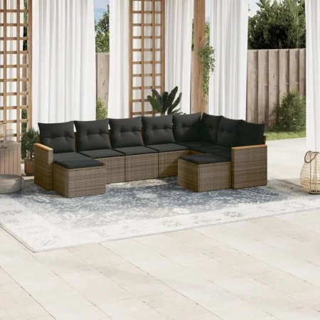 9-teiliges Gartenmöbel-Set und graue synthetische Rattankissen von , Gartensets - Ref: Foro24-3226543, Preis: 496,63 €, Rabat...