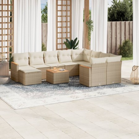 11-teiliges Gartensofa-Set mit beigen synthetischen Rattankissen von , Gartensets - Ref: Foro24-3226562, Preis: 653,82 €, Rab...