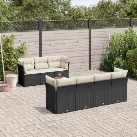 Garden sofa and cushion set 8 pieces black synthetic rattan by , Garden sets - Ref: Foro24-3255832, Price: 475,60 €, Discount: %