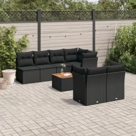 Garden sofa and cushion set 8 pieces black synthetic rattan by , Garden sets - Ref: Foro24-3255845, Price: 496,43 €, Discount: %