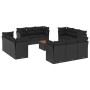 Gartensofa- und Kissenset 13-teilig aus schwarzem synthetischem Rattan von , Gartensets - Ref: Foro24-3255866, Preis: 953,26 ...