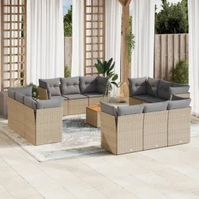 Gartensofa-Set mit beigem Kissenmix, 13-teilig, PE-Rattan von , Gartensets - Ref: Foro24-3255870, Preis: 924,04 €, Rabatt: %