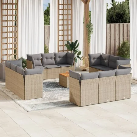 Garden sofa set with beige cushions mix 13 pieces PE rattan by , Garden sets - Ref: Foro24-3255870, Price: 924,04 €, Discount: %