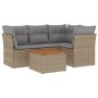Gartensofa-Set mit beigem Kissenmix, 5-teilig aus PE-Rattan von , Gartensets - Ref: Foro24-3255954, Preis: 338,67 €, Rabatt: %