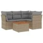 Gartensofa-Set mit beigem Kissenmix, 5-teilig aus PE-Rattan von , Gartensets - Ref: Foro24-3255954, Preis: 327,21 €, Rabatt: %