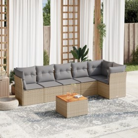 Gartensofa-Set mit beigem Kissenmix, 7-teilig aus PE-Rattan von , Gartensets - Ref: Foro24-3255982, Preis: 435,04 €, Rabatt: %