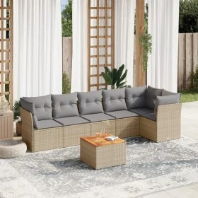 Gartensofa-Set mit beigem Kissenmix, 7-teilig aus PE-Rattan von , Gartensets - Ref: Foro24-3255982, Preis: 428,50 €, Rabatt: %
