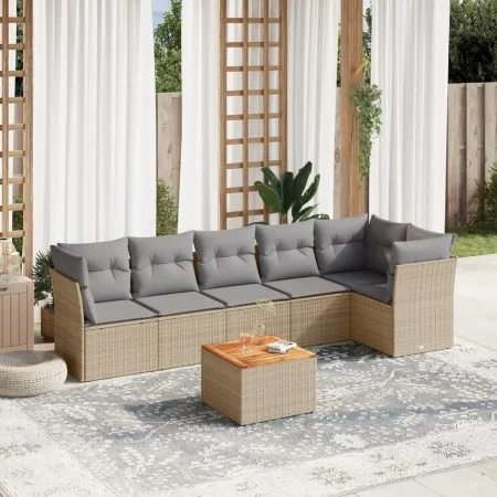 Garden sofa set with beige cushions mix 7 pieces PE rattan by , Garden sets - Ref: Foro24-3255982, Price: 428,50 €, Discount: %