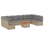 Garden sofa set with beige cushions mix 11 pieces PE rattan by , Garden sets - Ref: Foro24-3256129, Price: 620,63 €, Discount: %