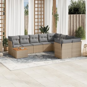 Gartensofa-Set mit beigen Kissen, 10-teilig, synthetisches Rattan von , Gartensets - Ref: Foro24-3256157, Preis: 640,47 €, Ra...