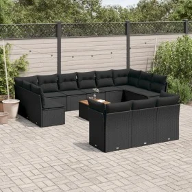 14-teiliges Gartensofa-Set mit schwarzen synthetischen Rattankissen von , Gartensets - Ref: Foro24-3256251, Preis: 851,16 €, ...